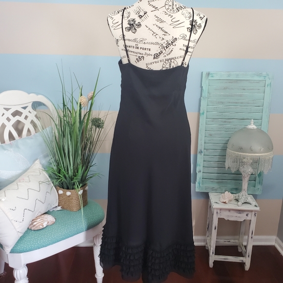 NWT LOFT Black Ruffle Cocktail Dress - Picture 4 of 8